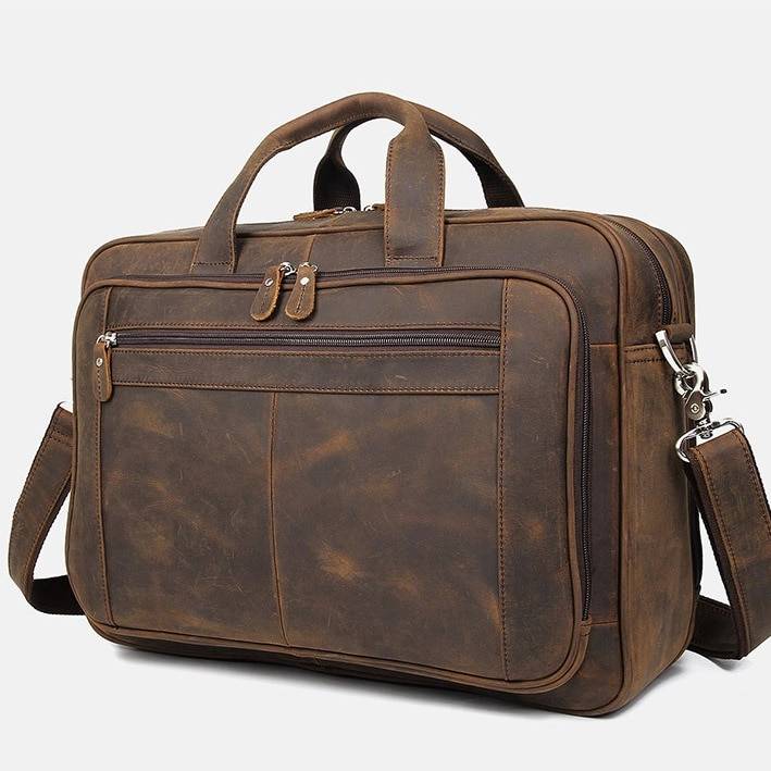Haji Men's Leather Laptop Briefcase