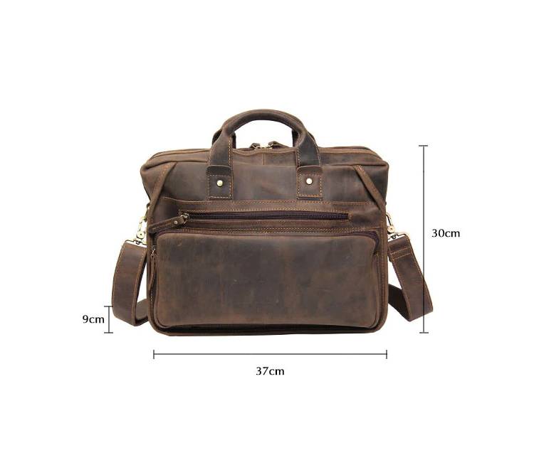 Haji Men's Leather Laptop Briefcase