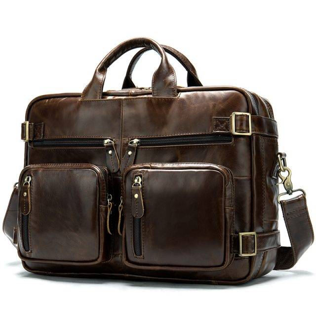 Uma Dual Use Leather Laptop Briefcase for Men - Luxurious Realm