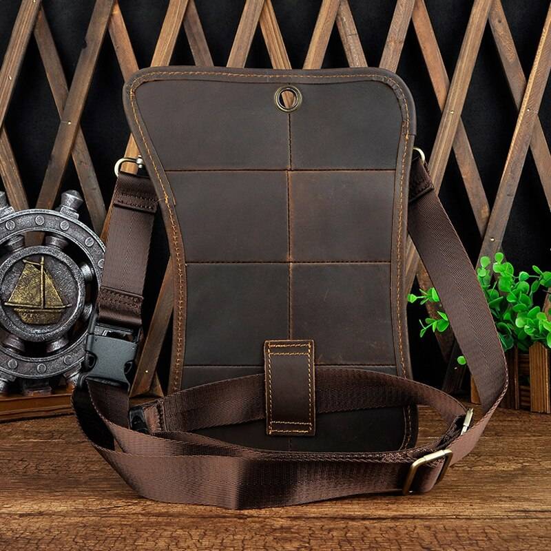 Norbinus Motorcycle Men Waist Bag Belt Fanny Packs Genuine Leather Thigh Drop Leg Bag Male Shoulder Messenger Bag Hip Hook Pouch
