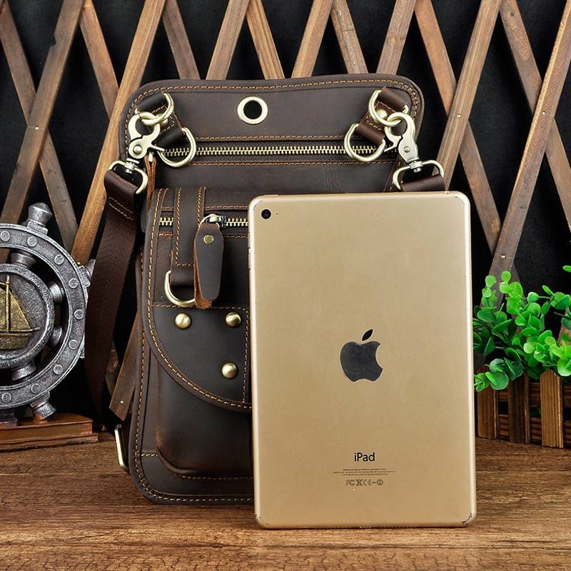 Norbinus Motorcycle Men Waist Bag Belt Fanny Packs Genuine Leather Thigh Drop Leg Bag Male Shoulder Messenger Bag Hip Hook Pouch