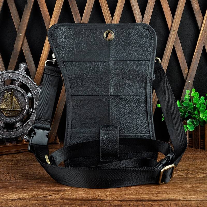 Norbinus Motorcycle Men Waist Bag Belt Fanny Packs Genuine Leather Thigh Drop Leg Bag Male Shoulder Messenger Bag Hip Hook Pouch