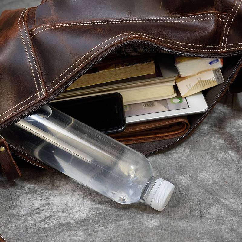 MAHEU Featured Men's Genuine Leather Backpack Crazy Horse Leather Daypack Travel Bag Male Laptop Bagpack Unique Bagpack For Man