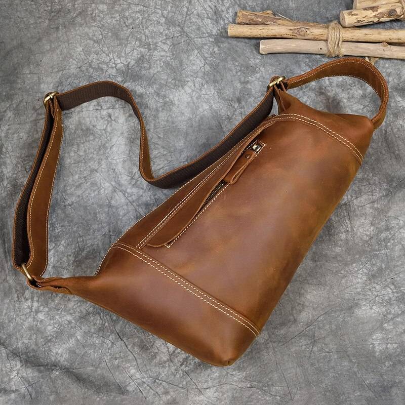 MAHEU Featured Men's Genuine Leather Backpack Crazy Horse Leather Daypack Travel Bag Male Laptop Bagpack Unique Bagpack For Man