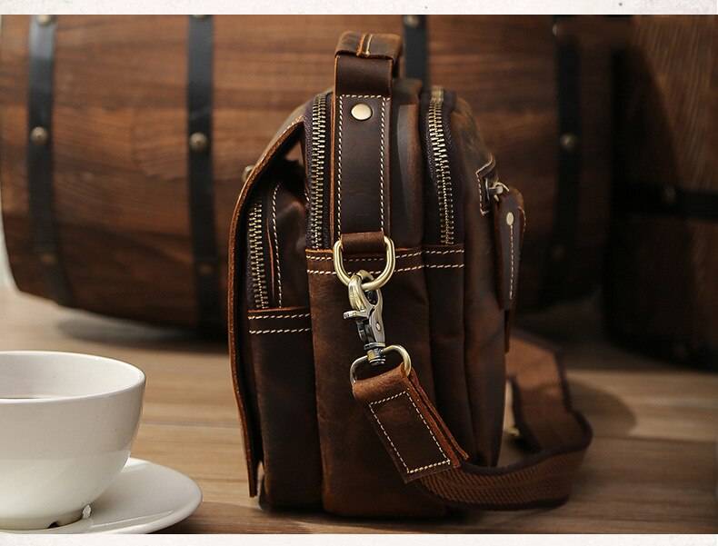MAHEU Super Quality Men's Mini Shoulder Bag Genuine Leather Phone Pouch On Belt Small Crossbody Bag With Handle Outdoor Bag