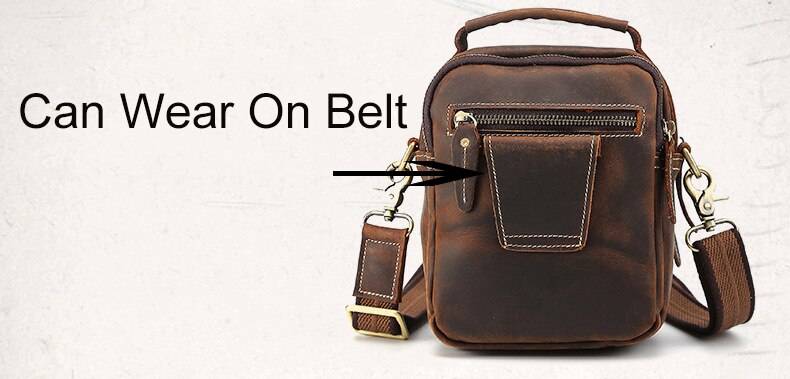 MAHEU Super Quality Men's Mini Shoulder Bag Genuine Leather Phone Pouch On Belt Small Crossbody Bag With Handle Outdoor Bag