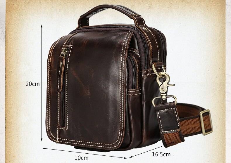 MAHEU Super Quality Men's Mini Shoulder Bag Genuine Leather Phone Pouch On Belt Small Crossbody Bag With Handle Outdoor Bag