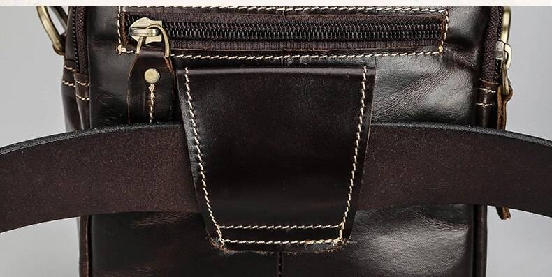MAHEU Super Quality Men's Mini Shoulder Bag Genuine Leather Phone Pouch On Belt Small Crossbody Bag With Handle Outdoor Bag