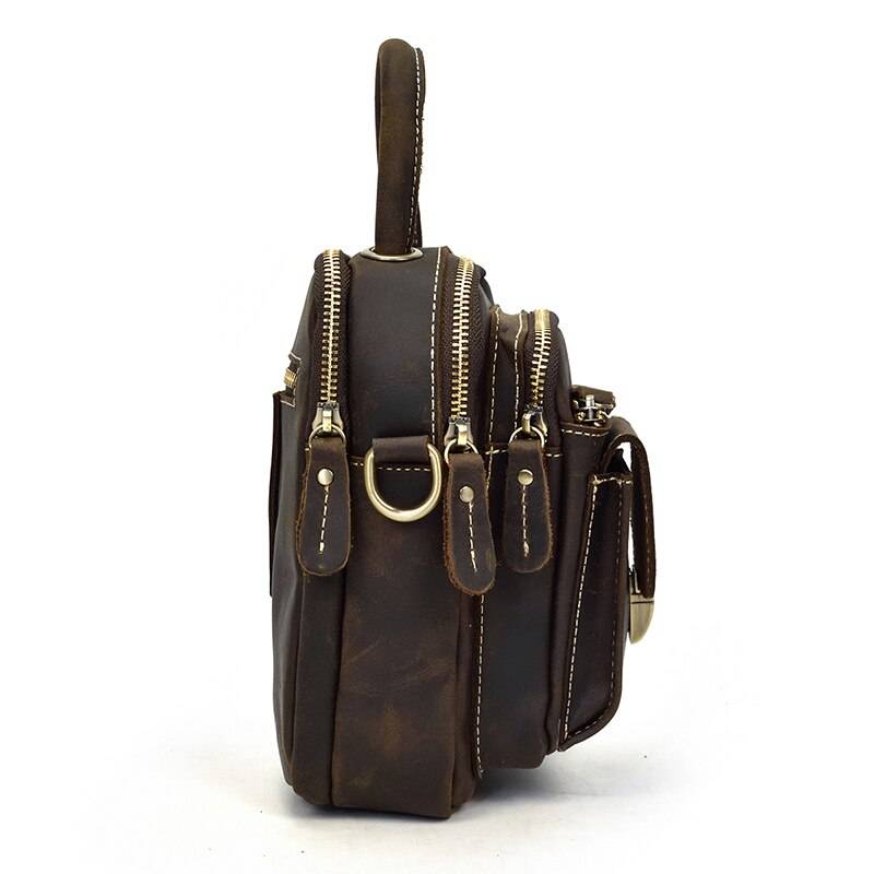 MAHEU Super Quality Men's Mini Shoulder Bag Genuine Leather Phone Pouch On Belt Small Crossbody Bag With Handle Outdoor Bag