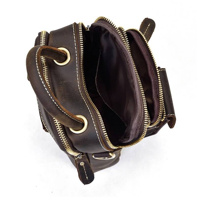 MAHEU Super Quality Men's Mini Shoulder Bag Genuine Leather Phone Pouch On Belt Small Crossbody Bag With Handle Outdoor Bag