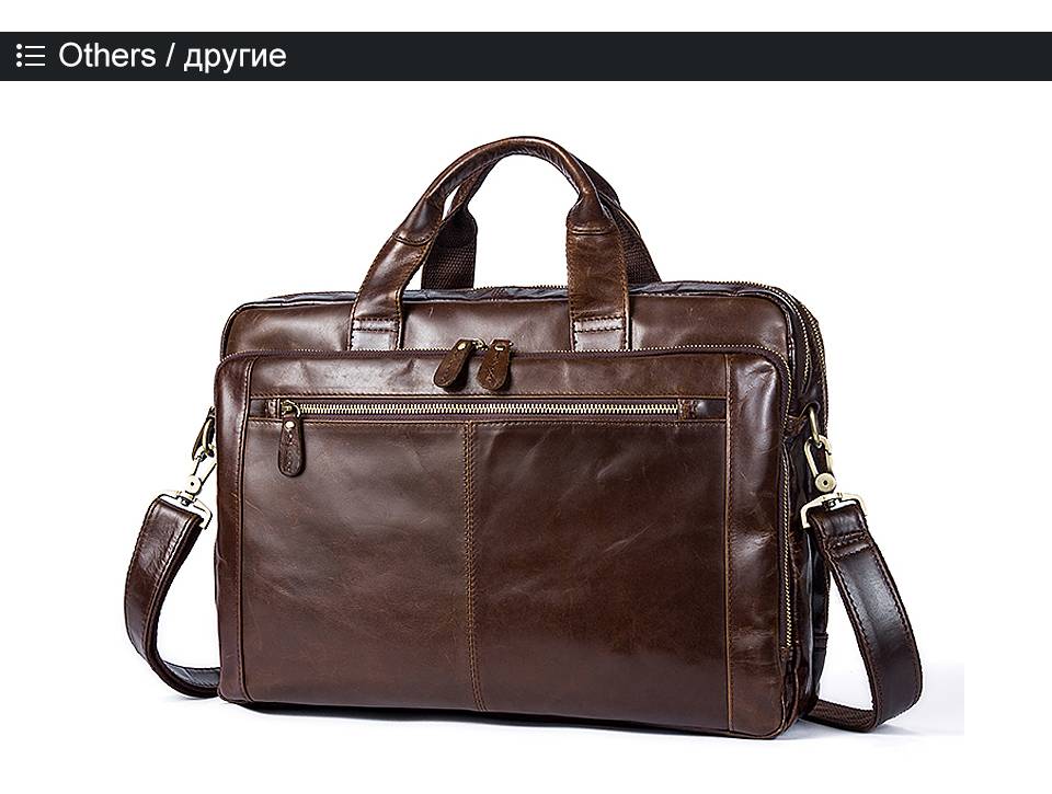 WESTAL Men's Briefcase Men's Leather Bag Men Genuine Leather Zip Messenger Bag Man Leather Laptop Bag for Men Computer Bags 9207