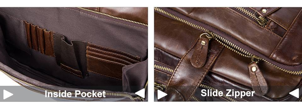 WESTAL Men's Briefcase Men's Leather Bag Men Genuine Leather Zip Messenger Bag Man Leather Laptop Bag for Men Computer Bags 9207