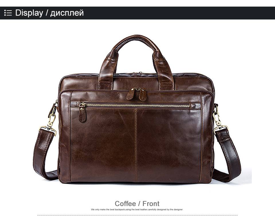 WESTAL Men's Briefcase Men's Leather Bag Men Genuine Leather Zip Messenger Bag Man Leather Laptop Bag for Men Computer Bags 9207