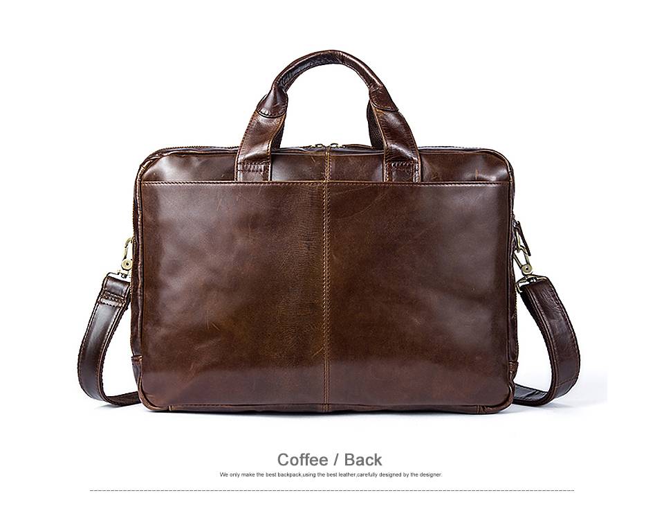WESTAL Men's Briefcase Men's Leather Bag Men Genuine Leather Zip Messenger Bag Man Leather Laptop Bag for Men Computer Bags 9207