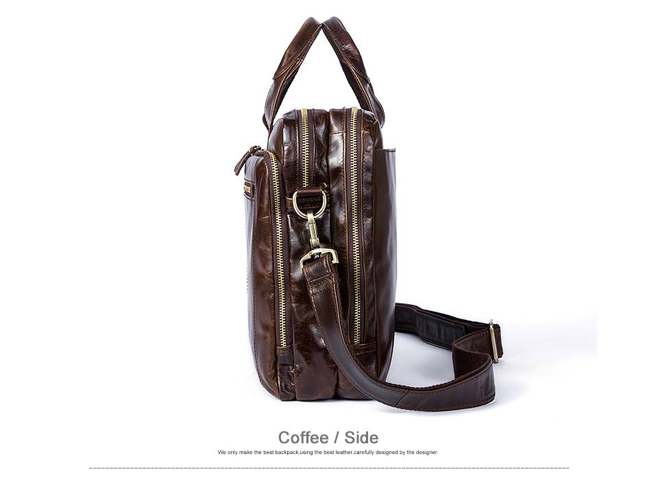 WESTAL Men's Briefcase Men's Leather Bag Men Genuine Leather Zip Messenger Bag Man Leather Laptop Bag for Men Computer Bags 9207