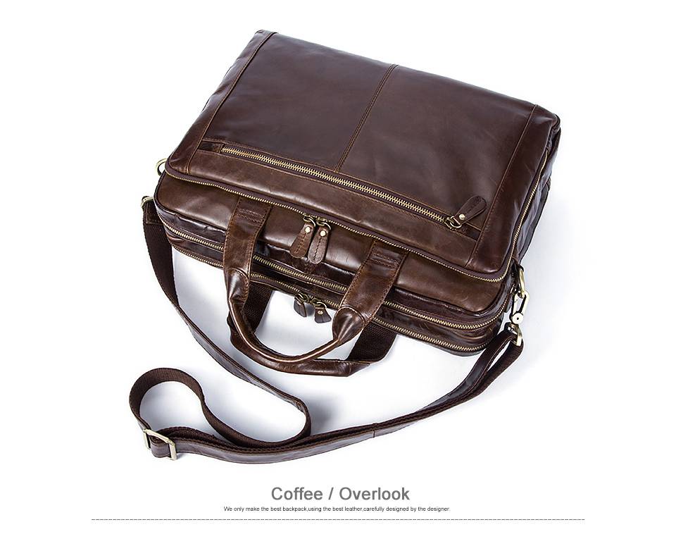 WESTAL Men's Briefcase Men's Leather Bag Men Genuine Leather Zip Messenger Bag Man Leather Laptop Bag for Men Computer Bags 9207