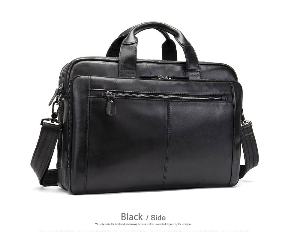 WESTAL Men's Briefcase Men's Leather Bag Men Genuine Leather Zip Messenger Bag Man Leather Laptop Bag for Men Computer Bags 9207