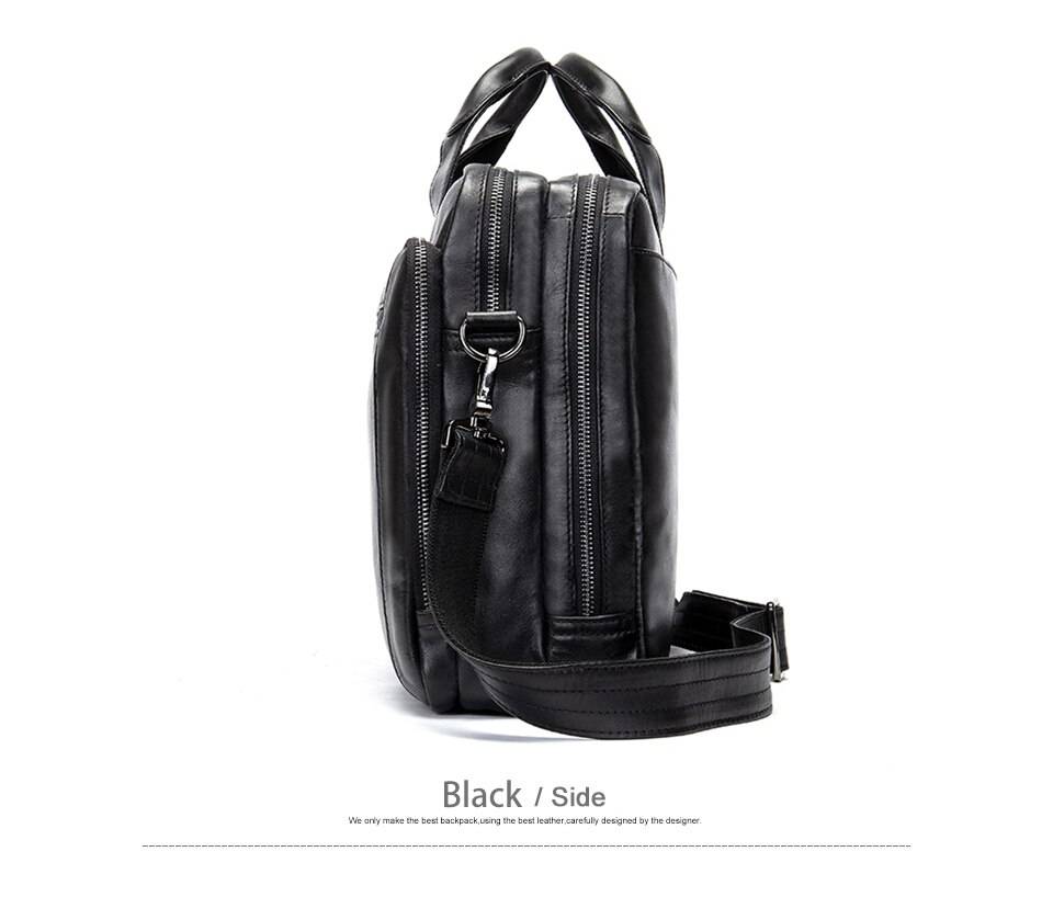 WESTAL Men's Briefcase Men's Leather Bag Men Genuine Leather Zip Messenger Bag Man Leather Laptop Bag for Men Computer Bags 9207
