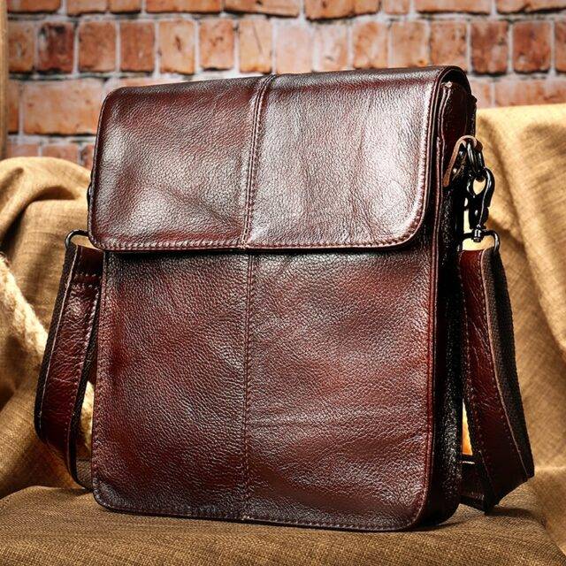 Full Grain Leather for Men Women AULIV Messenger Shoulder Bag Cross Body Satchel for Travel,Office 