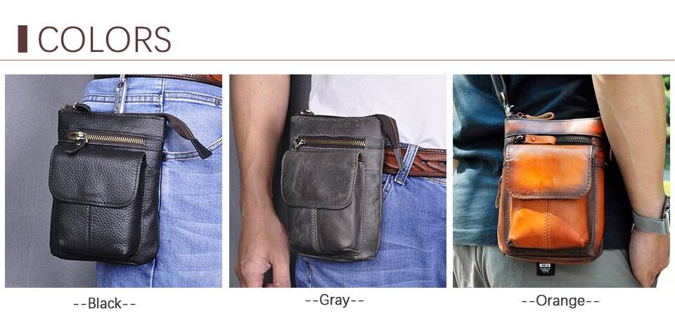 Original Leather Male Casual Design Mini Shoulder Messenger Crossbody bag Fashion Belt Waist bag Travel Small Pouch Men 611-18