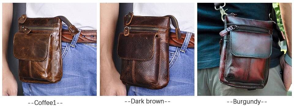 Original Leather Male Casual Design Mini Shoulder Messenger Crossbody bag Fashion Belt Waist bag Travel Small Pouch Men 611-18
