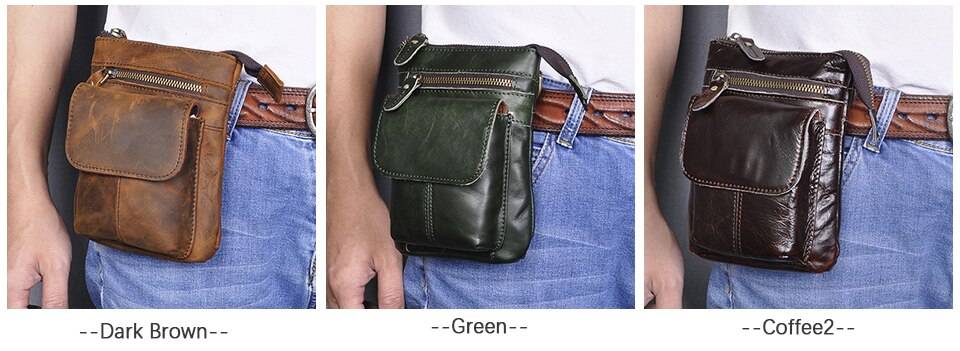 Original Leather Male Casual Design Mini Shoulder Messenger Crossbody bag Fashion Belt Waist bag Travel Small Pouch Men 611-18
