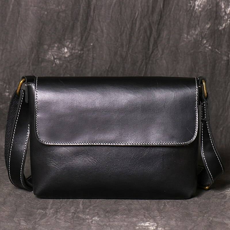 Crossbody Bags For Men Simple Vintage And Popular First Layer Cowhide Hardware Magnetic Buckle Men's Wrapped Flap Shoulder Bag