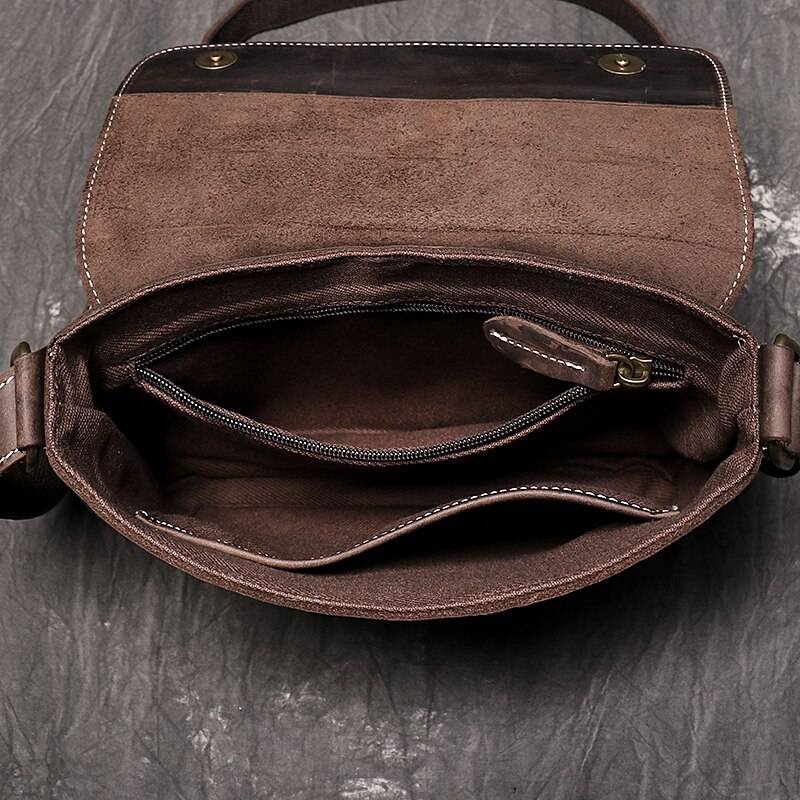 Crossbody Bags For Men Simple Vintage And Popular First Layer Cowhide Hardware Magnetic Buckle Men's Wrapped Flap Shoulder Bag