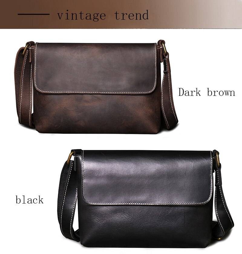 Crossbody Bags For Men Simple Vintage And Popular First Layer Cowhide Hardware Magnetic Buckle Men's Wrapped Flap Shoulder Bag