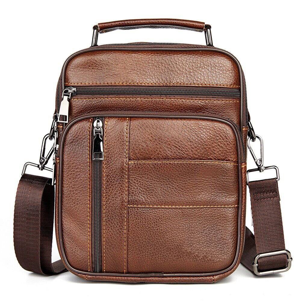 Men's Natural Leather Handbag For Tablet Male Genuine Leather Shoulder Bag Small Men Travel Messenger Crossbody Bags Tote
