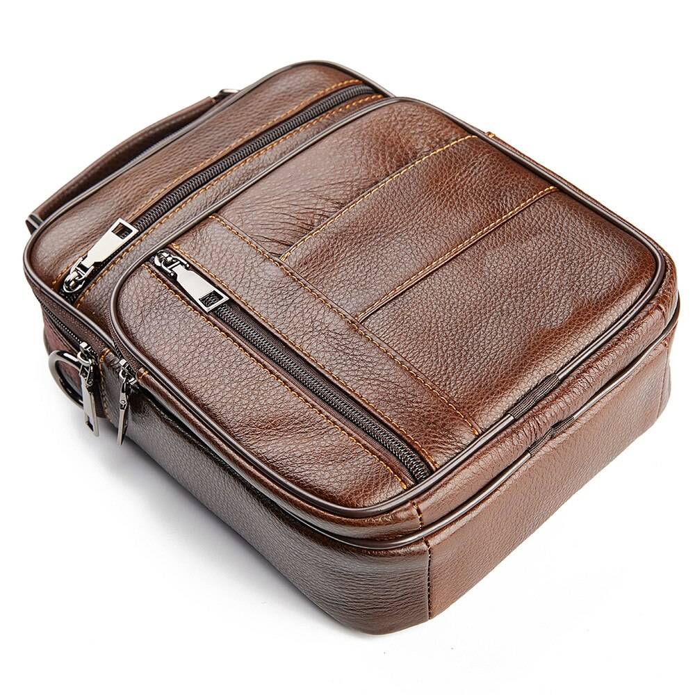 Men's Natural Leather Handbag For Tablet Male Genuine Leather Shoulder Bag Small Men Travel Messenger Crossbody Bags Tote