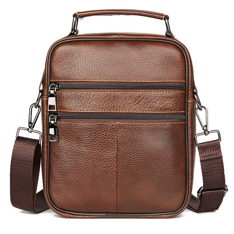 Men's Natural Leather Handbag For Tablet Male Genuine Leather Shoulder Bag Small Men Travel Messenger Crossbody Bags Tote