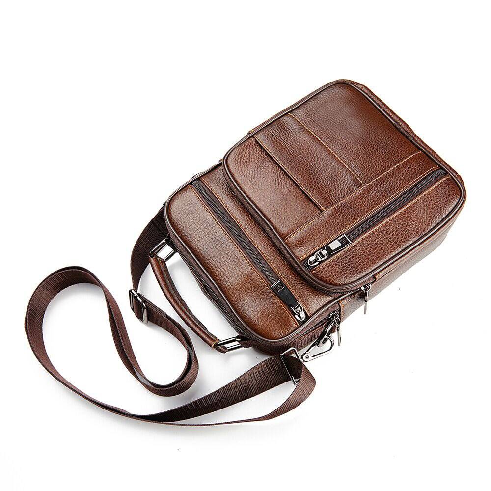 Men's Natural Leather Handbag For Tablet Male Genuine Leather Shoulder Bag Small Men Travel Messenger Crossbody Bags Tote