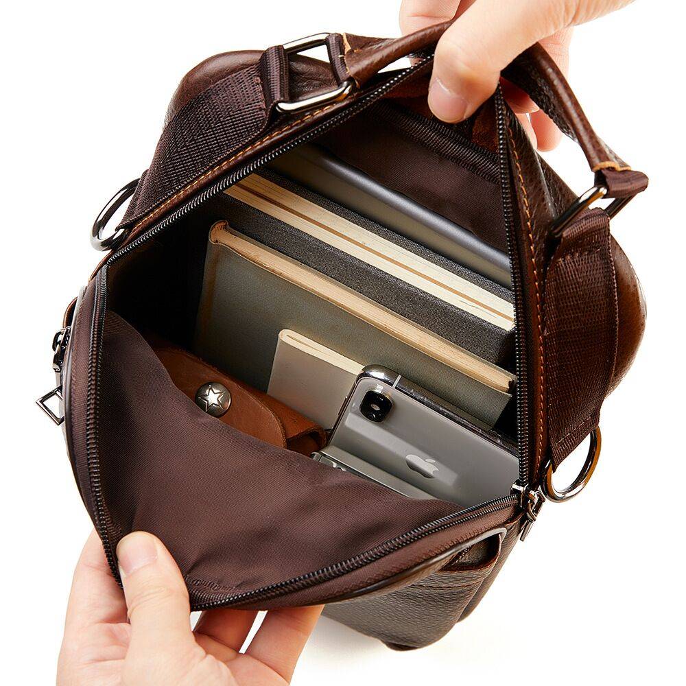 Men's Natural Leather Handbag For Tablet Male Genuine Leather Shoulder Bag Small Men Travel Messenger Crossbody Bags Tote
