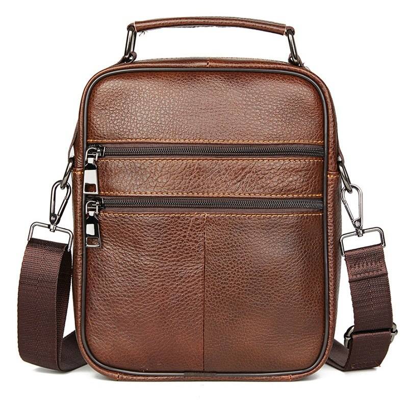 Men's Natural Leather Handbag For Tablet Male Genuine Leather Shoulder Bag Small Men Travel Messenger Crossbody Bags Tote  