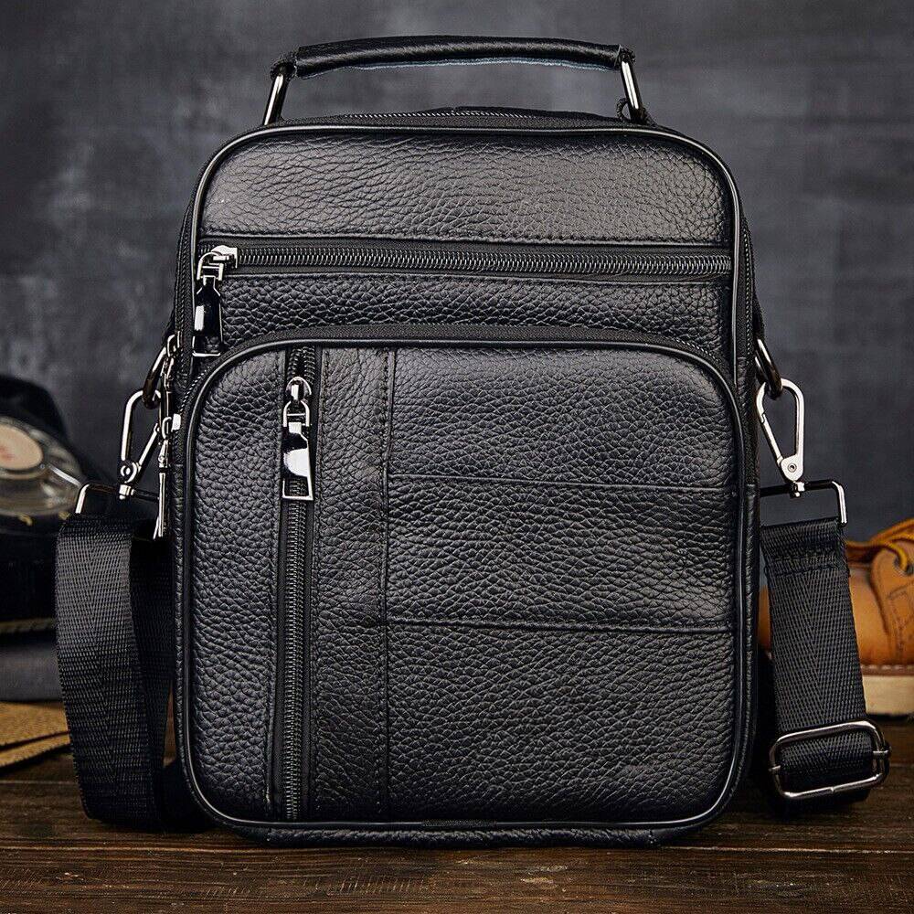 Men's Natural Leather Handbag For Tablet Male Genuine Leather Shoulder Bag Small Men Travel Messenger Crossbody Bags Tote