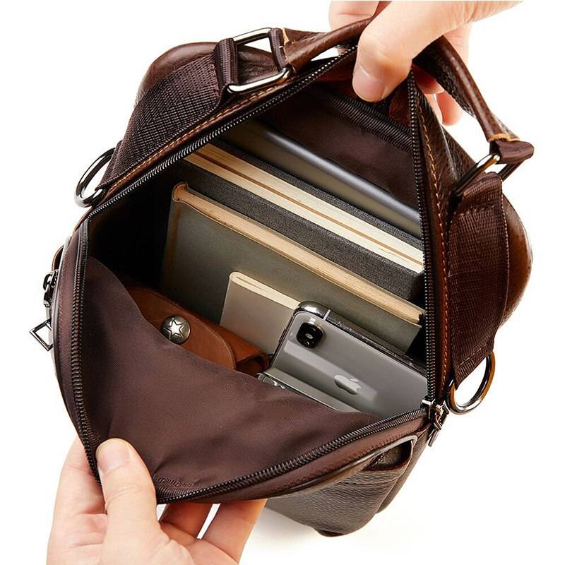 Men's Natural Leather Handbag For Tablet Male Genuine Leather Shoulder Bag Small Men Travel Messenger Crossbody Bags Tote  