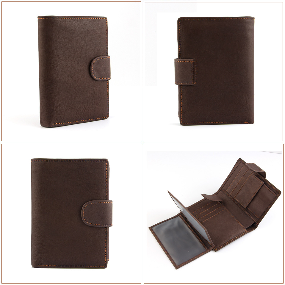 MACHOSSY Men Wallet Cowhide Genuine Leather Wallets Coin Purse Clutch Hasp Open Top Quality Retro Short Wallet 13.5cm*10cm