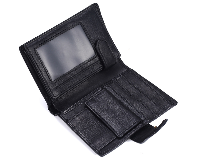 MACHOSSY Men Wallet Cowhide Genuine Leather Wallets Coin Purse Clutch Hasp Open Top Quality Retro Short Wallet 13.5cm*10cm