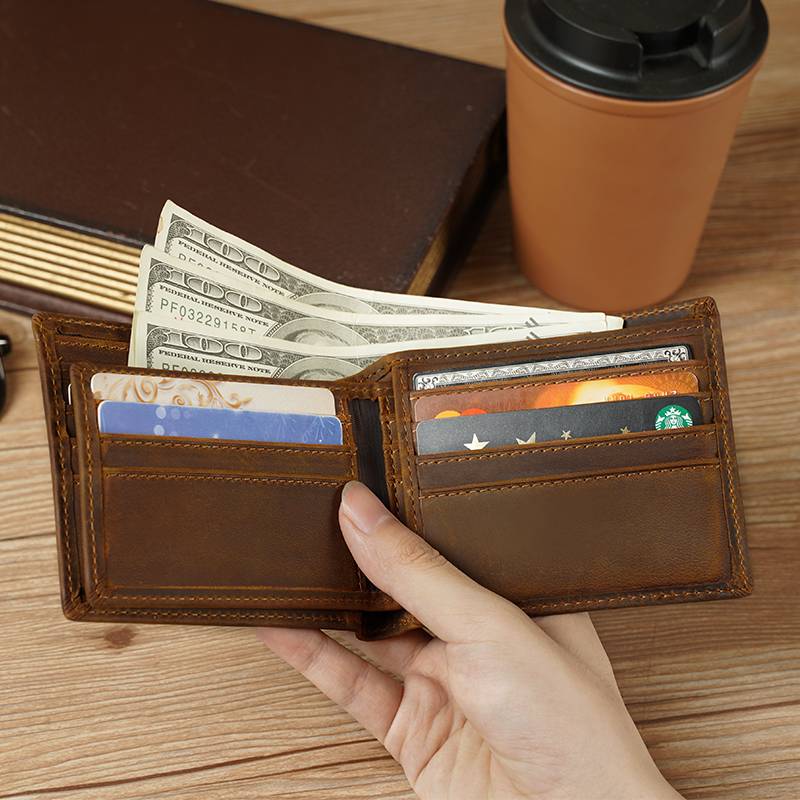 Vintage Men Genuine Leather Wallet Short Multi Function Money Clip Large Capacity Wallet for Men Credit Cardholders Purses Men
