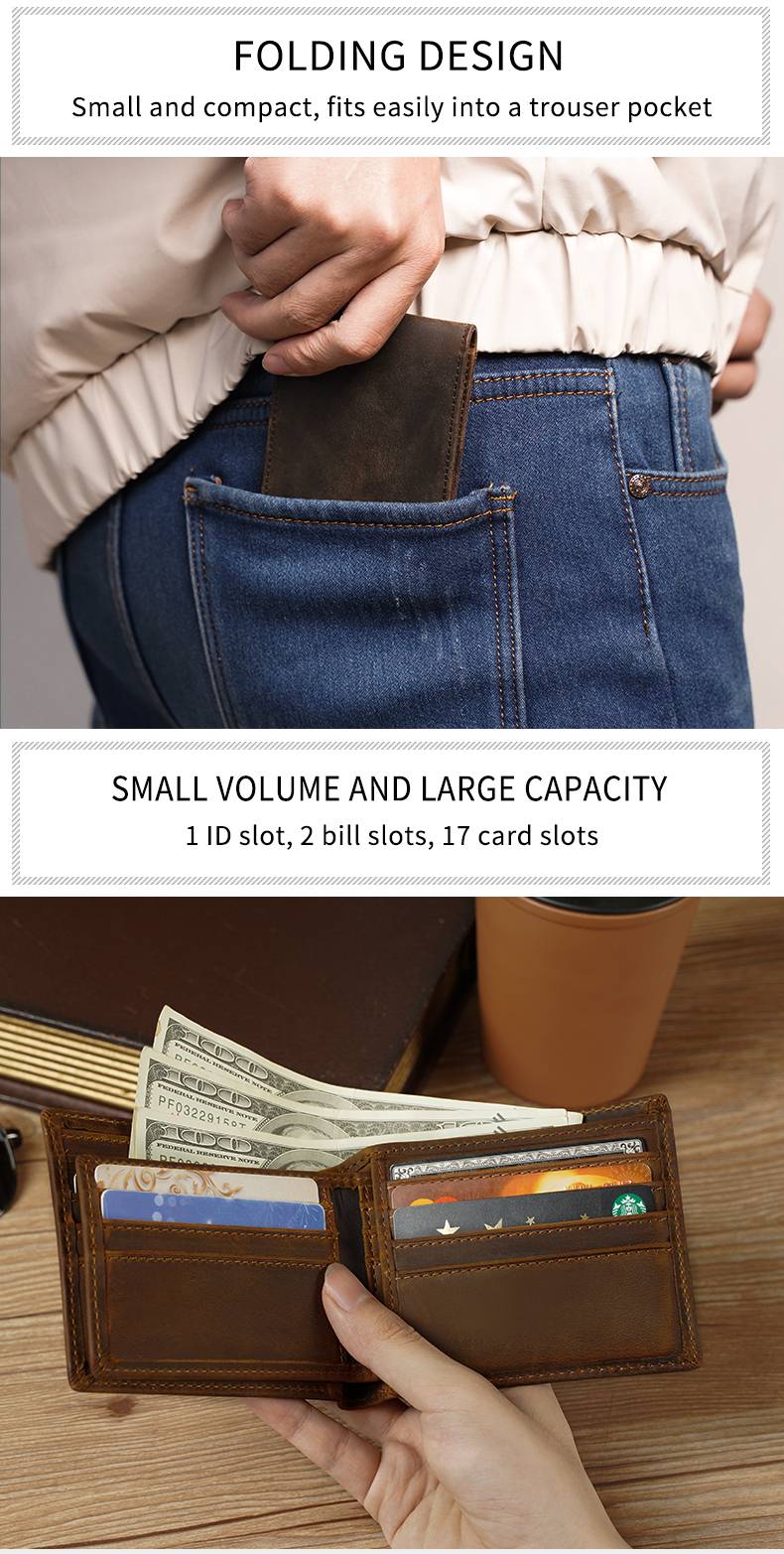 Vintage Men Genuine Leather Wallet Short Multi Function Money Clip Large Capacity Wallet for Men Credit Cardholders Purses Men