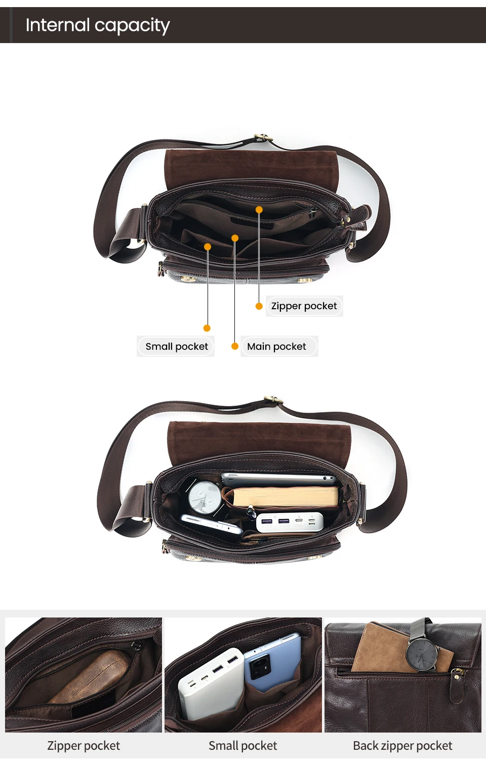 JOYIR Genuine Cowhide Leather Men Vintage Handbags Flap Men's Shoulder Bags Casual Messenger Bags Fashion Crossbody Bag
