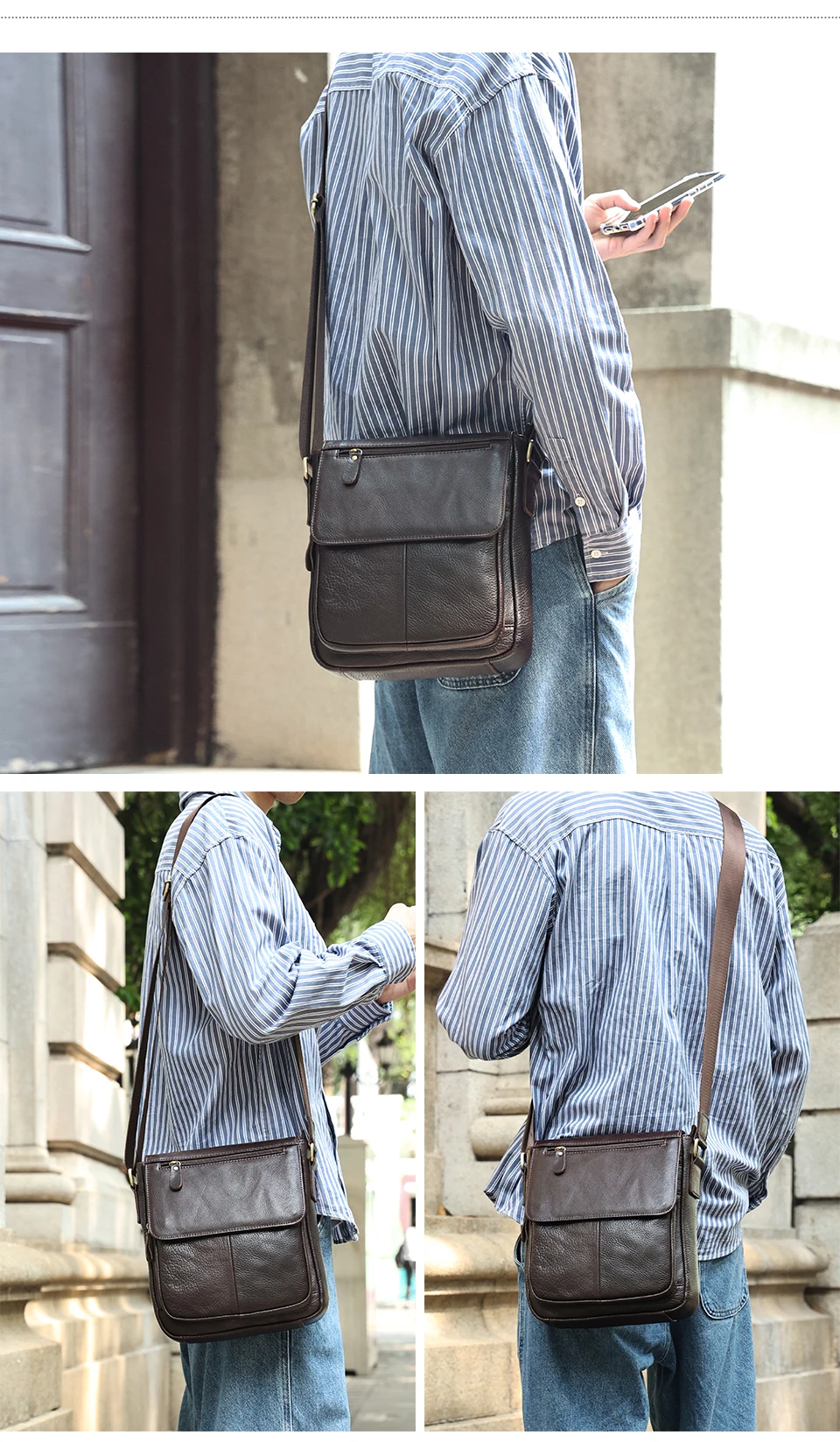 JOYIR Genuine Cowhide Leather Men Vintage Handbags Flap Men's Shoulder Bags Casual Messenger Bags Fashion Crossbody Bag