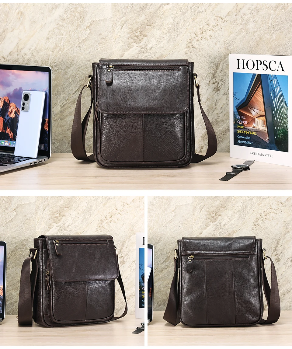 JOYIR Genuine Cowhide Leather Men Vintage Handbags Flap Men's Shoulder Bags Casual Messenger Bags Fashion Crossbody Bag