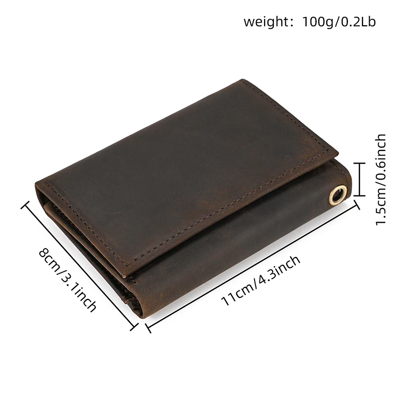 Newest Designer wallet men luxury men genuine leather wallet card holder short purse leather wallet with iron chain trifold