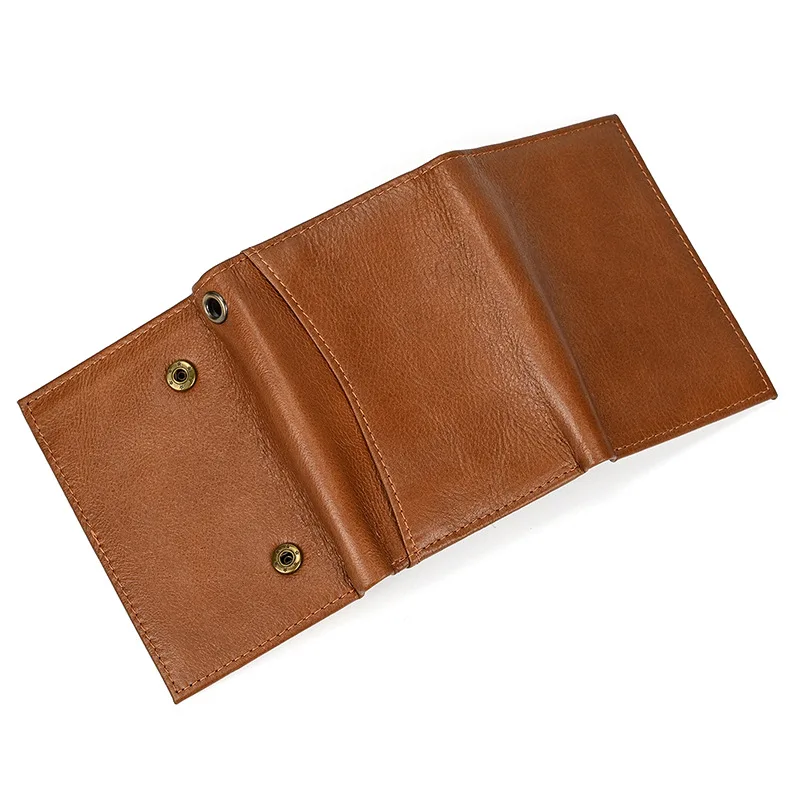 Newest Designer wallet men luxury men genuine leather wallet card holder short purse leather wallet with iron chain trifold