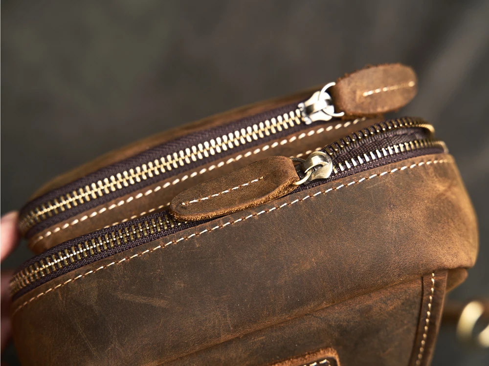 Genuine Leather Men's Leather Chest Bag Vintage Sling Bag For Men,Crossbody Shoulder Bag Casual Small Backpack