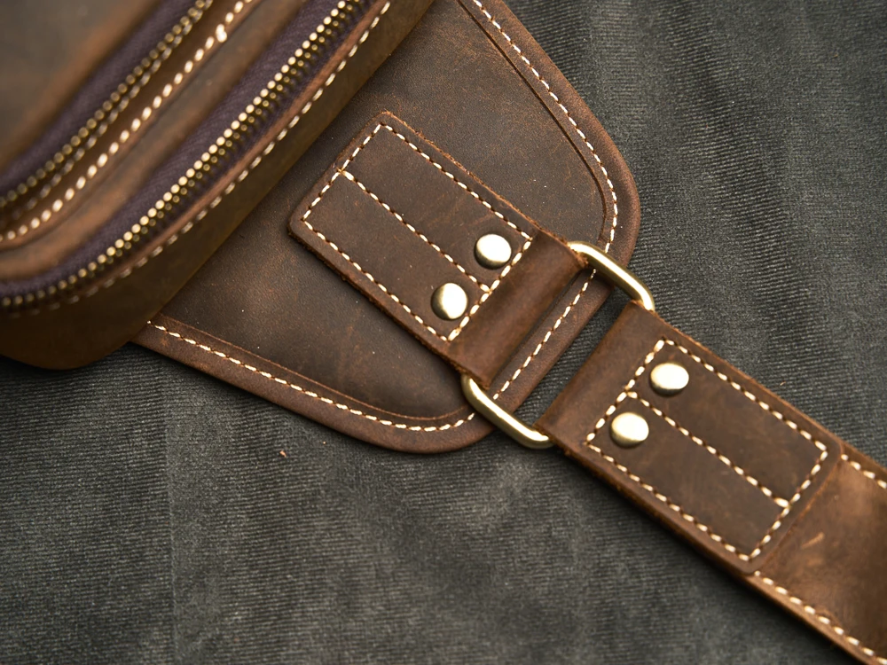 Genuine Leather Men's Leather Chest Bag Vintage Sling Bag For Men,Crossbody Shoulder Bag Casual Small Backpack