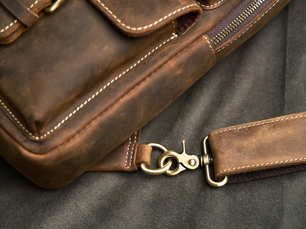 Genuine Leather Men's Leather Chest Bag Vintage Sling Bag For Men,Crossbody Shoulder Bag Casual Small Backpack